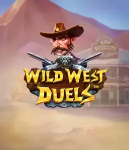  Step into the rugged world of "Wild West Duels" by Pragmatic Play, featuring a tough gunslinger ready for a showdown. The image features a fierce cowboy with crossed pistols, framed by a desert backdrop. His sharp gaze and detailed attire capture the essence of the Old West. The game's title is prominently featured in a rustic font, adding to the action-packed theme. 