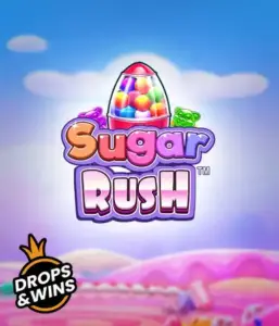 Experience the colorful world of Sugar Rush by Pragmatic Play, featuring a colorful candy dispenser set against a dreamy background of candyland. This graphic evokes the playfulness of the slot, adorned with multicolored candies and charming typography. Ideal for those with a sweet tooth, offering endless entertainment. 